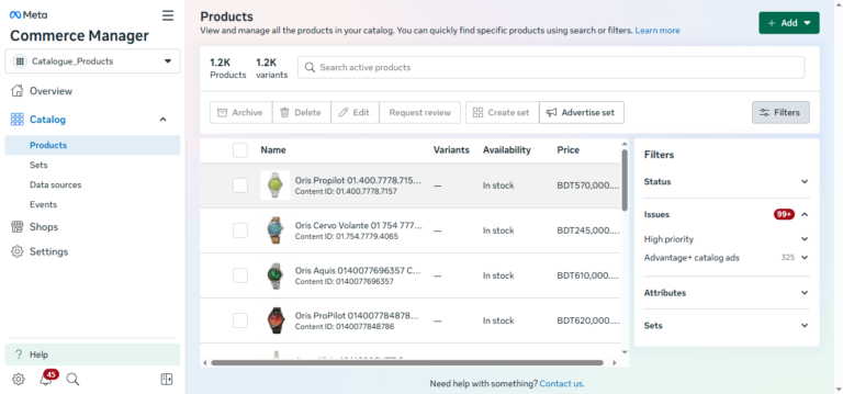Meta Ads Commerce Manager